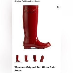 Women’s size 8 , red glossy Hunter rain boots
